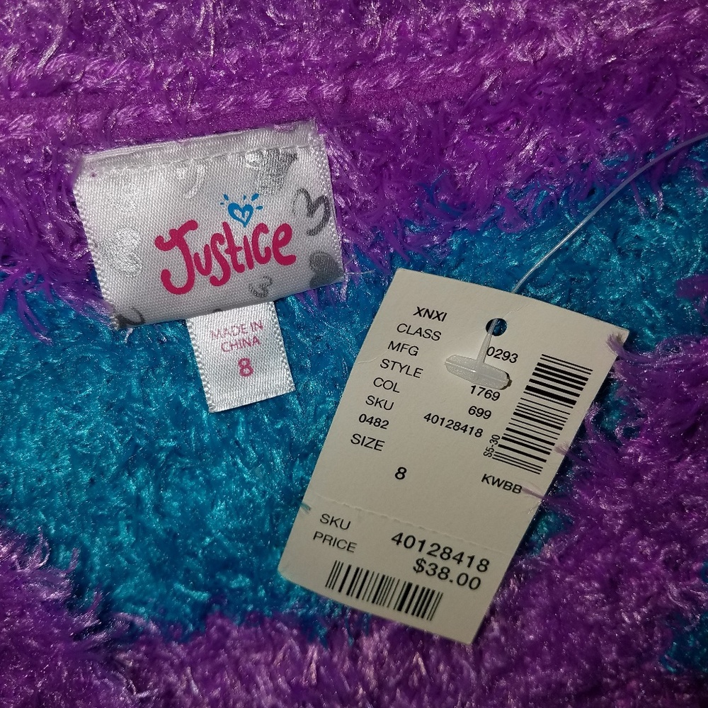 Girls Justice furry sweater - size 8 - NEW - Picture 2 of 2